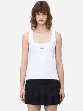 Alexander McQueen White Ribbed Scoop Tank Top